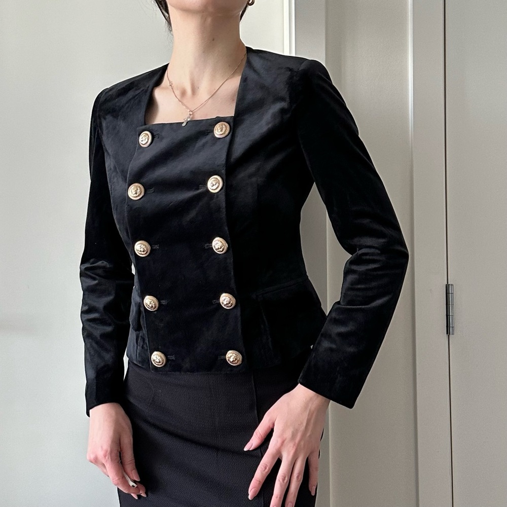 Old Money Double-breasted Velvet Blazer